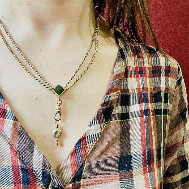 Georgian Flower Watch Key with Agate