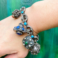 Big Chunky Vintage Silver Charm Bracelet