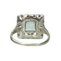 Beautiful Square Aquamarine Art Deco Ring