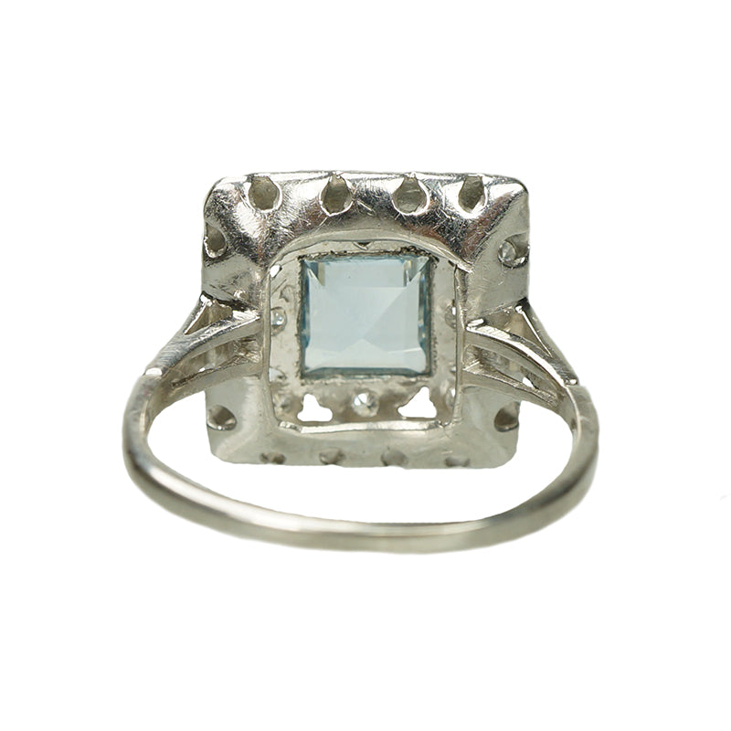 Beautiful Square Aquamarine Art Deco Ring