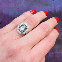 Platinum Aquamarine and Diamond Vintage Ring