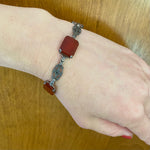 Glamorous Carnelian & Silver Bracelet with Marcasite