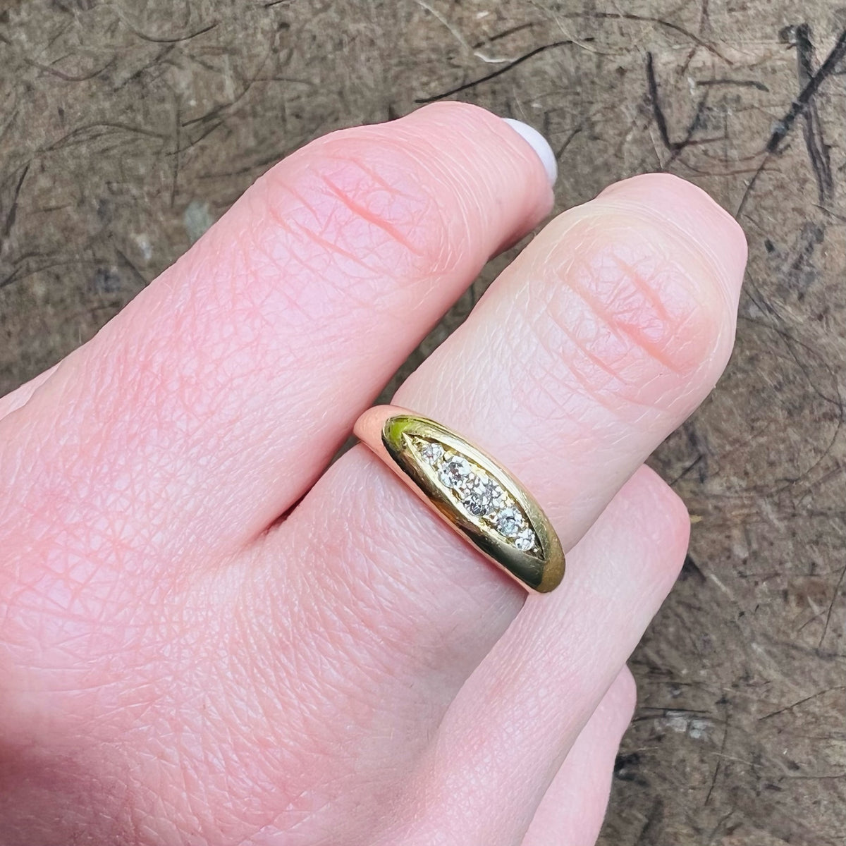 Shapely English 18ct Gold Diamond Band