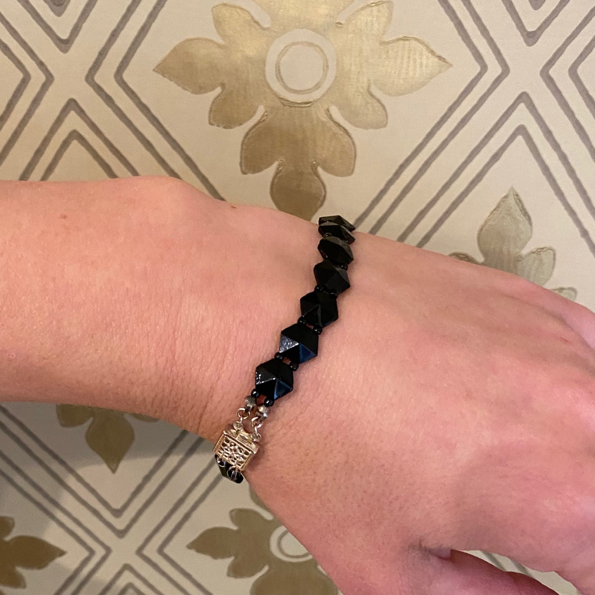 Czech Black Glass Bead Bracelet