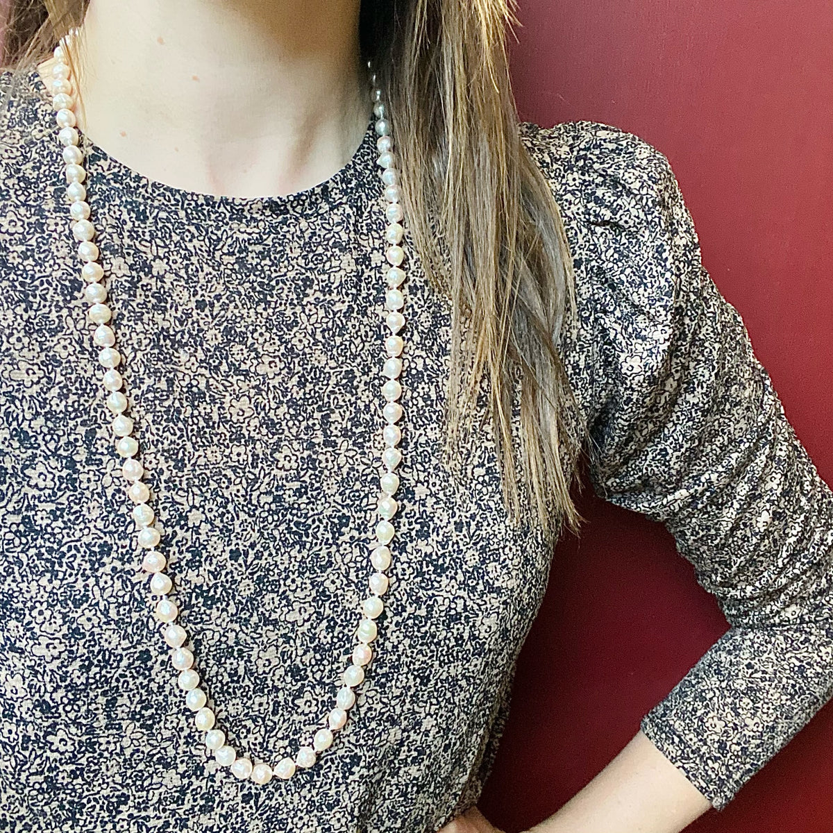 Opera Length Semi-Baroque Pearl Necklace
