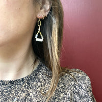 Cloudy Day Glass & Brass Bead Earrings