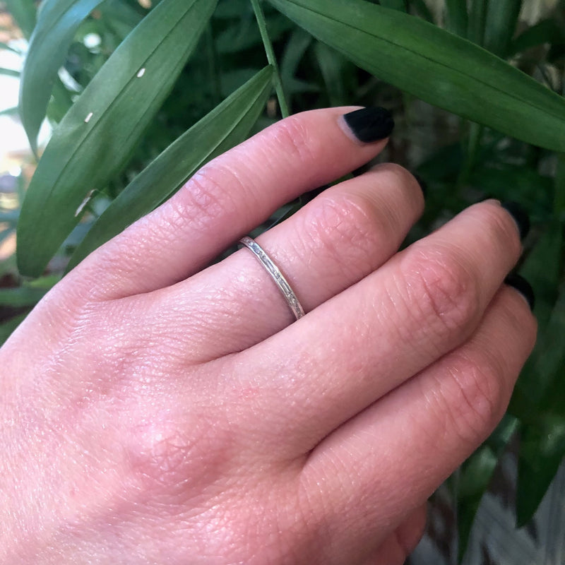 Vintage Platinum Baguette and Round Diamond Eternity Band
