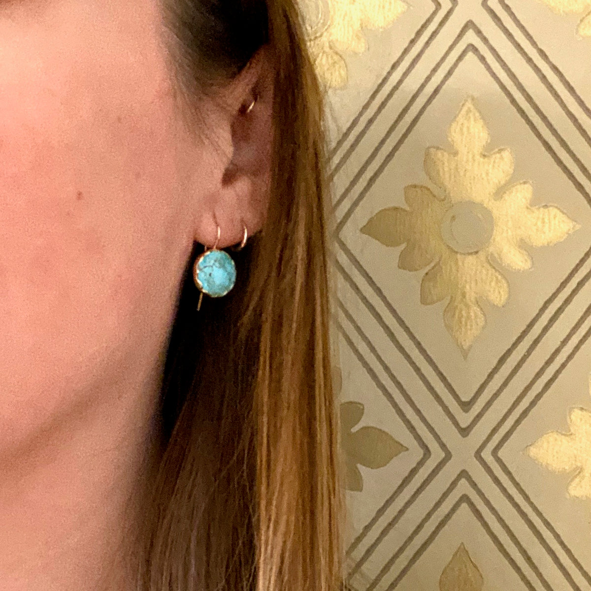 Sky Blue Turquoise Specimen Drop Earrings