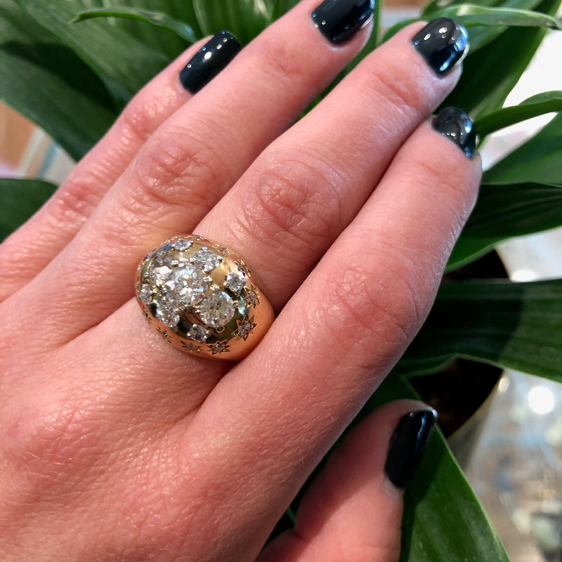 Vintage Diamond Covered Gold Bombé Ring