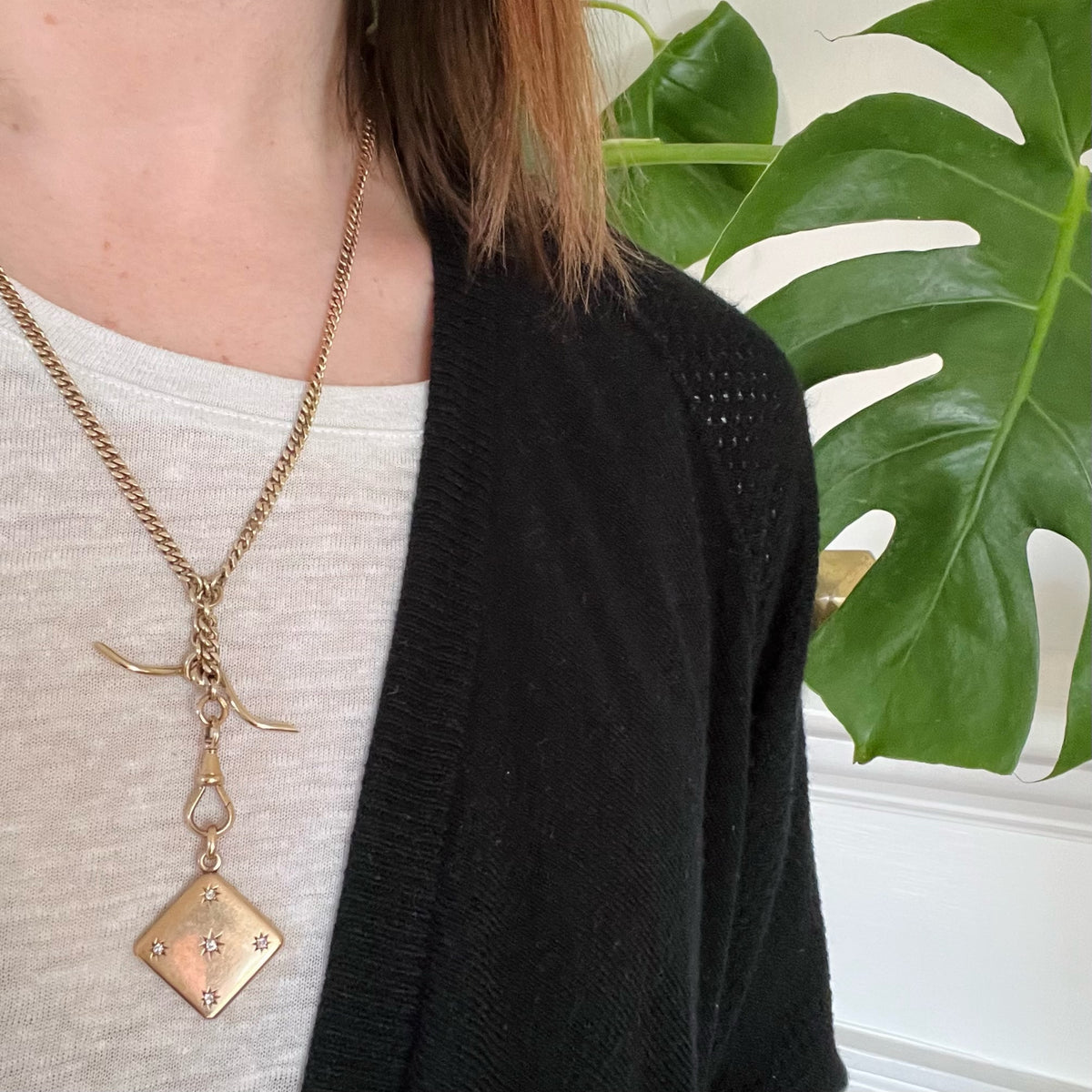 Antique Gold Locket with Star Set Diamonds