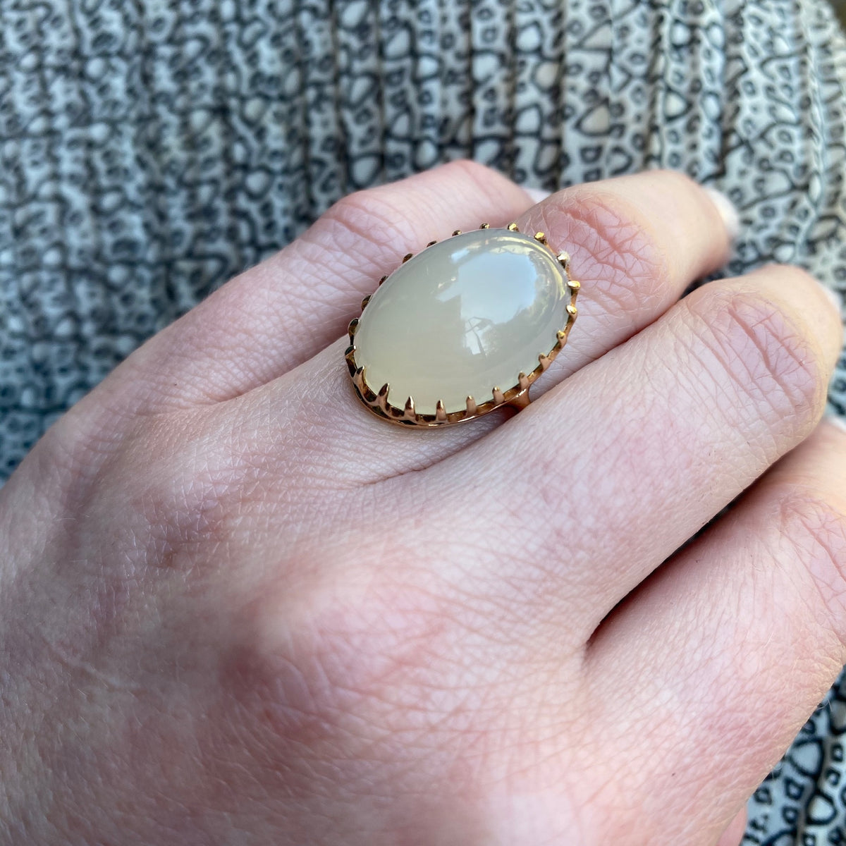 Mystical Translucent White Agate Ring