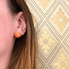 Antique Coral Button Stud Earrings with Stars