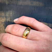 Victorian 18k Gypsy Band with Old Mine Diamond