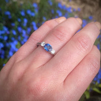Mid Century Trilogy Ring with Indigo Sapphire