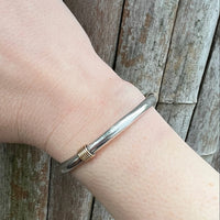Slim Sterling Silver Cuff with Brass Detail