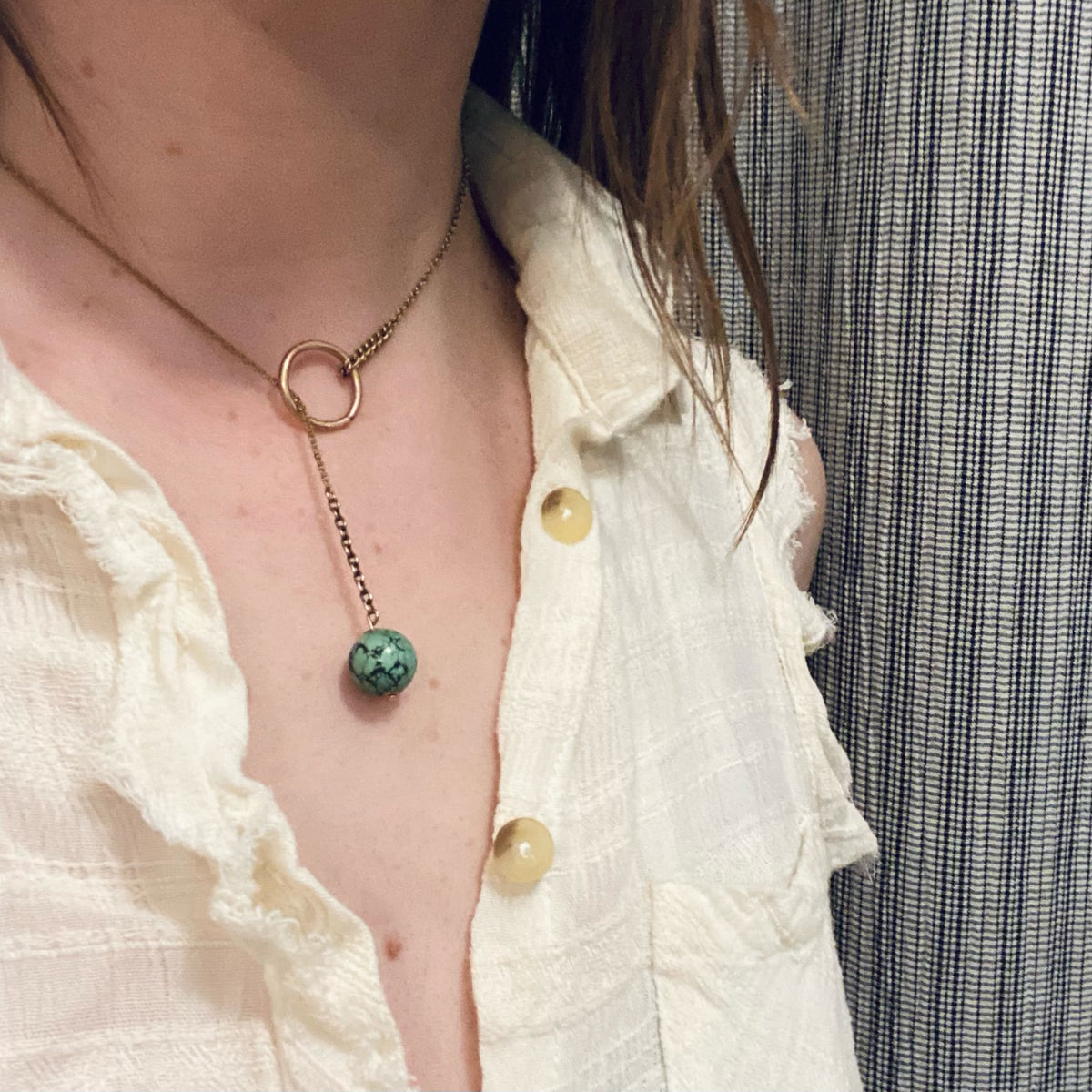 Lariat Necklace with Turquoise Orb by Ancient Influences