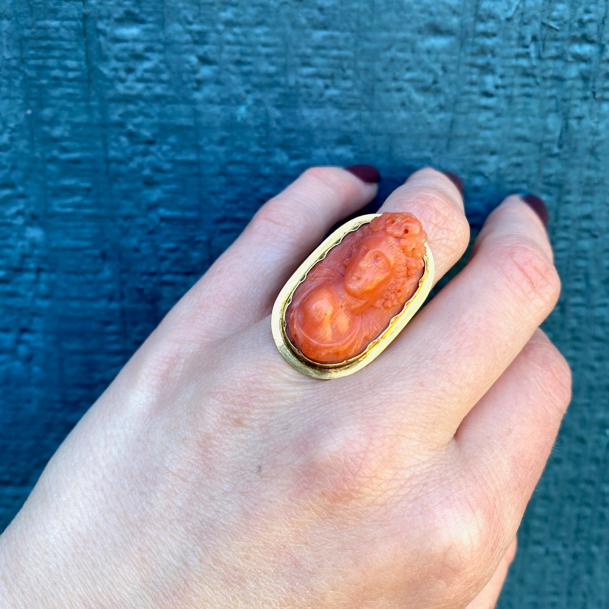 Goddess Coral Cameo Conversion Ring