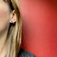 Natural Blue Zircon Platinum Stud Earrings