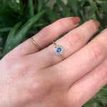 Vintage Sapphire and Diamond Halo Engagement Ring