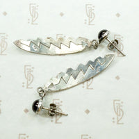 Feather & Arrow Silver Earrings with Garnets