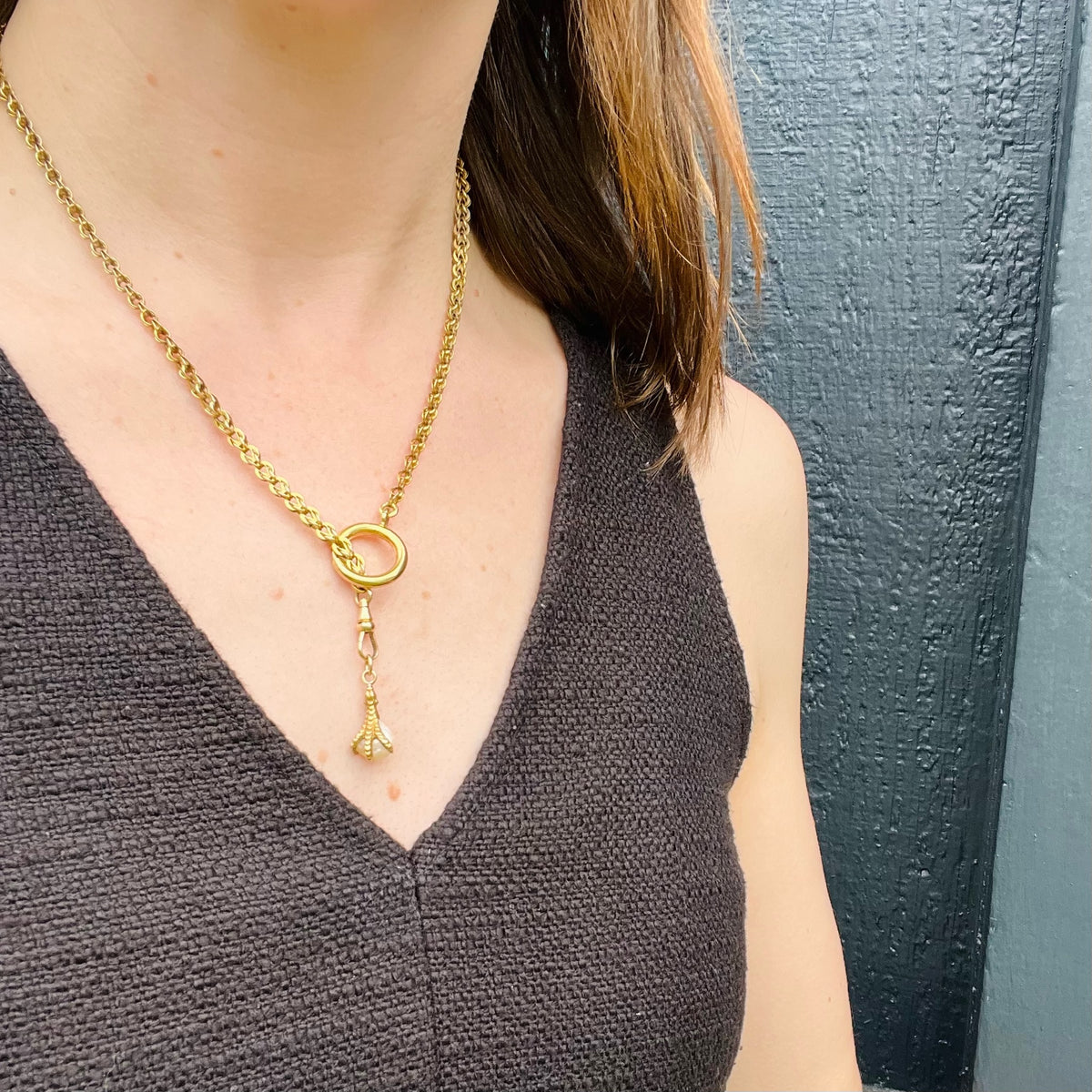 Deliciously Macabre Gold & Pearl Claw Talisman