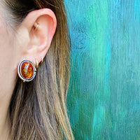 Fascinating Amber Wrapped in Silver Earrings