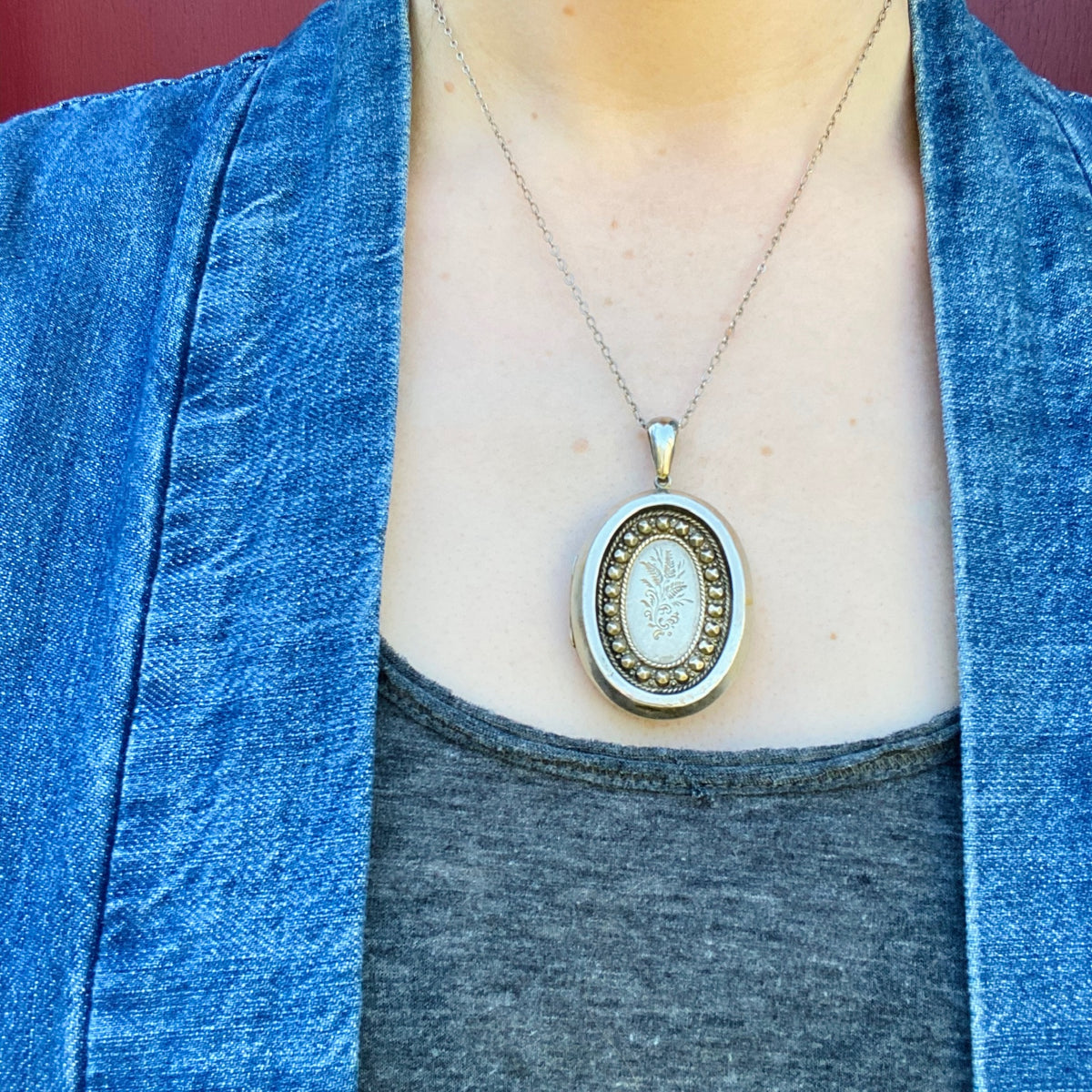 Fashionable Victorian Engraved Silver Locket
