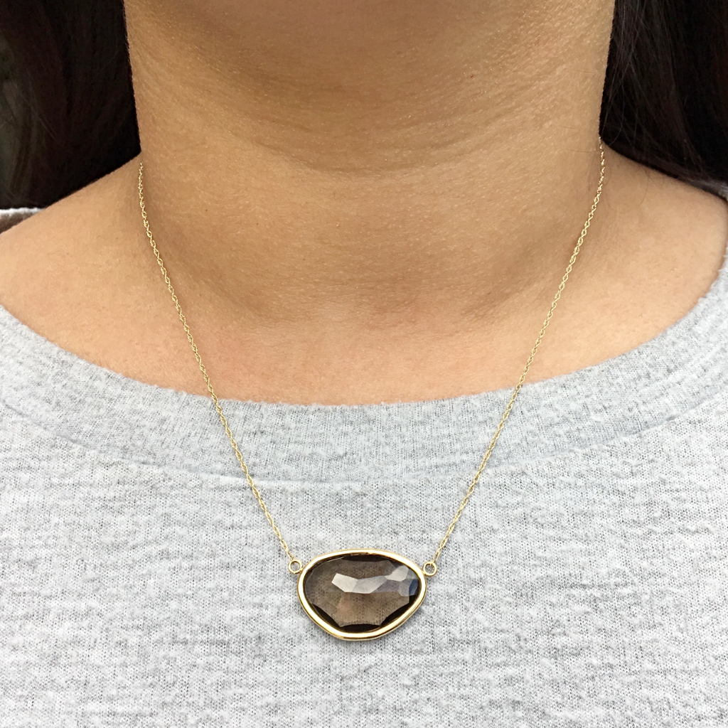 Smoky Quartz in 14k Yellow Gold Necklace by 720