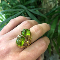 Mod 1960's Peridot and Gold Statement Ring