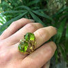 Mod 1960's Peridot and Gold Statement Ring