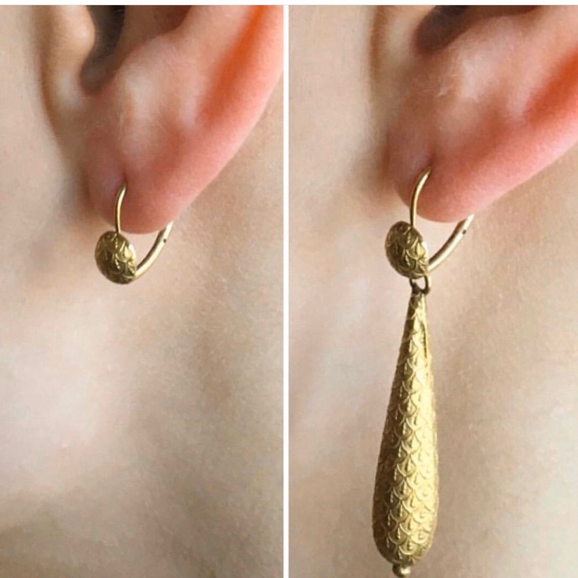 Gold Late Georgian Day and Night Earrings