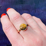 Whimsical Man in the Moon Tigers Eye Ring by 720