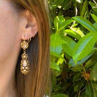 Georgian Topaz & Pearl 18k Cannetille Day to Night Earrings
