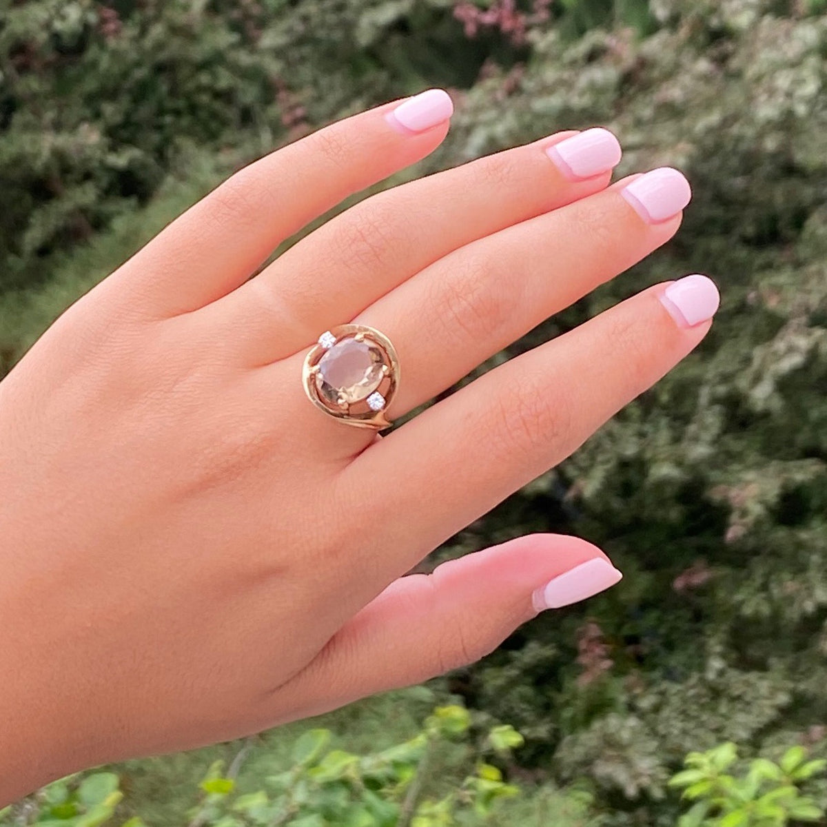 Vintage Smoky Quartz and Diamond Ring