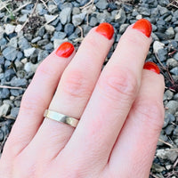 Vintage White Gold Textured Flat Band