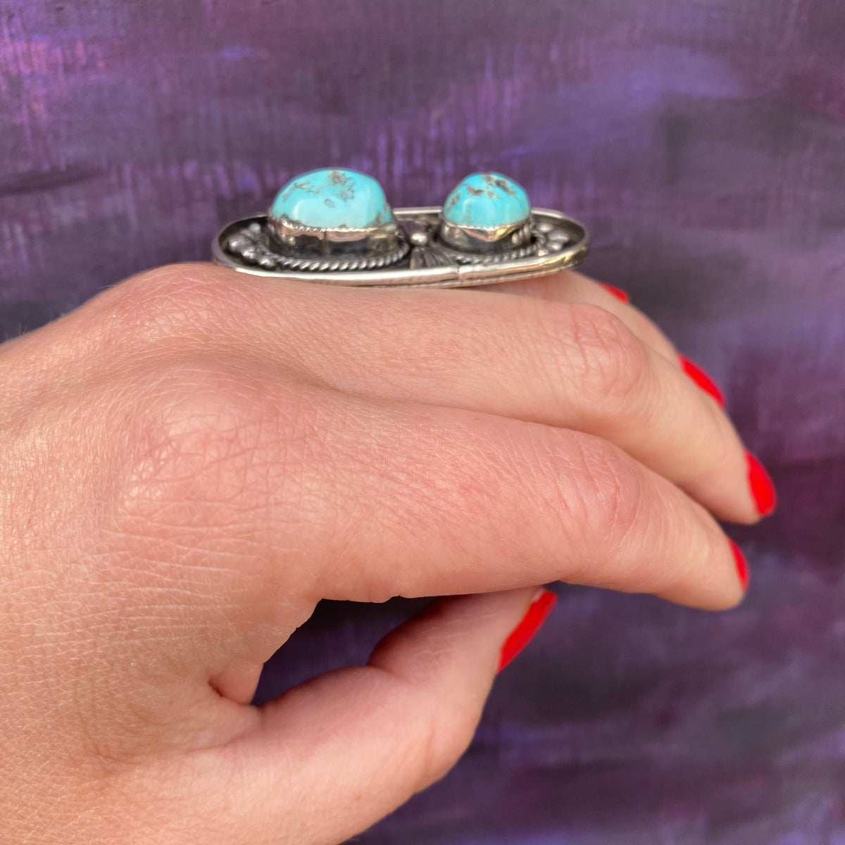 Big Bold Turquoise Nugget Ring in Sterling Silver