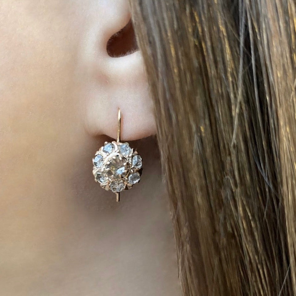 The Antique Rose Cut Diamond Ear Drops