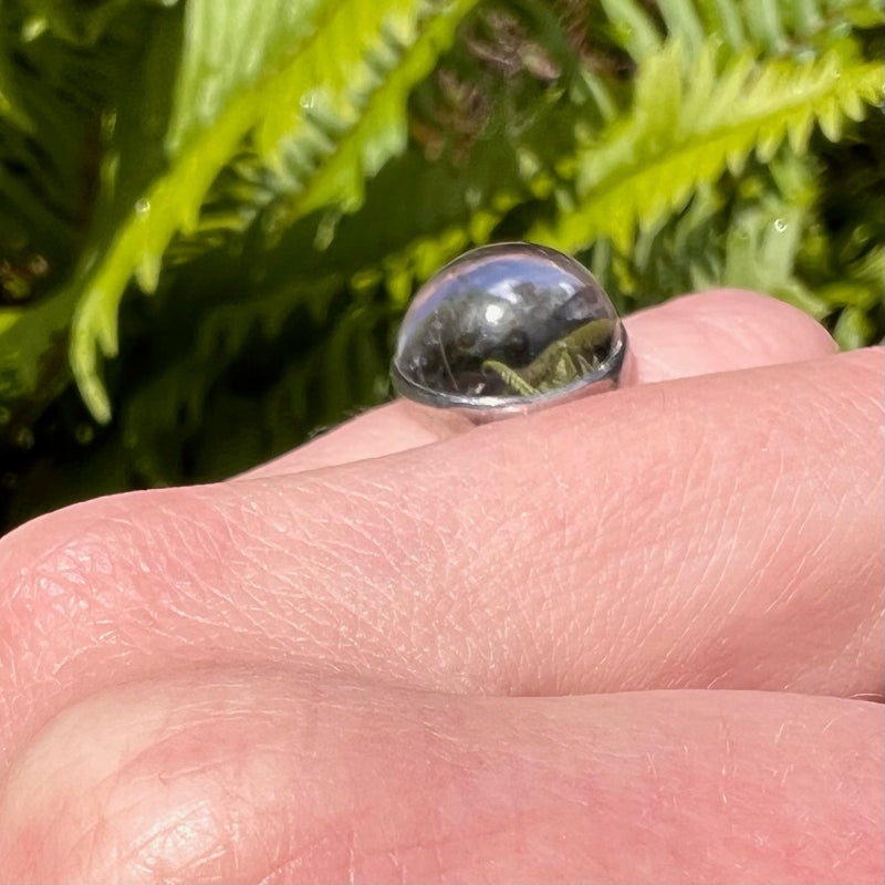 Crystal Ball in Deco Era Silver Ring