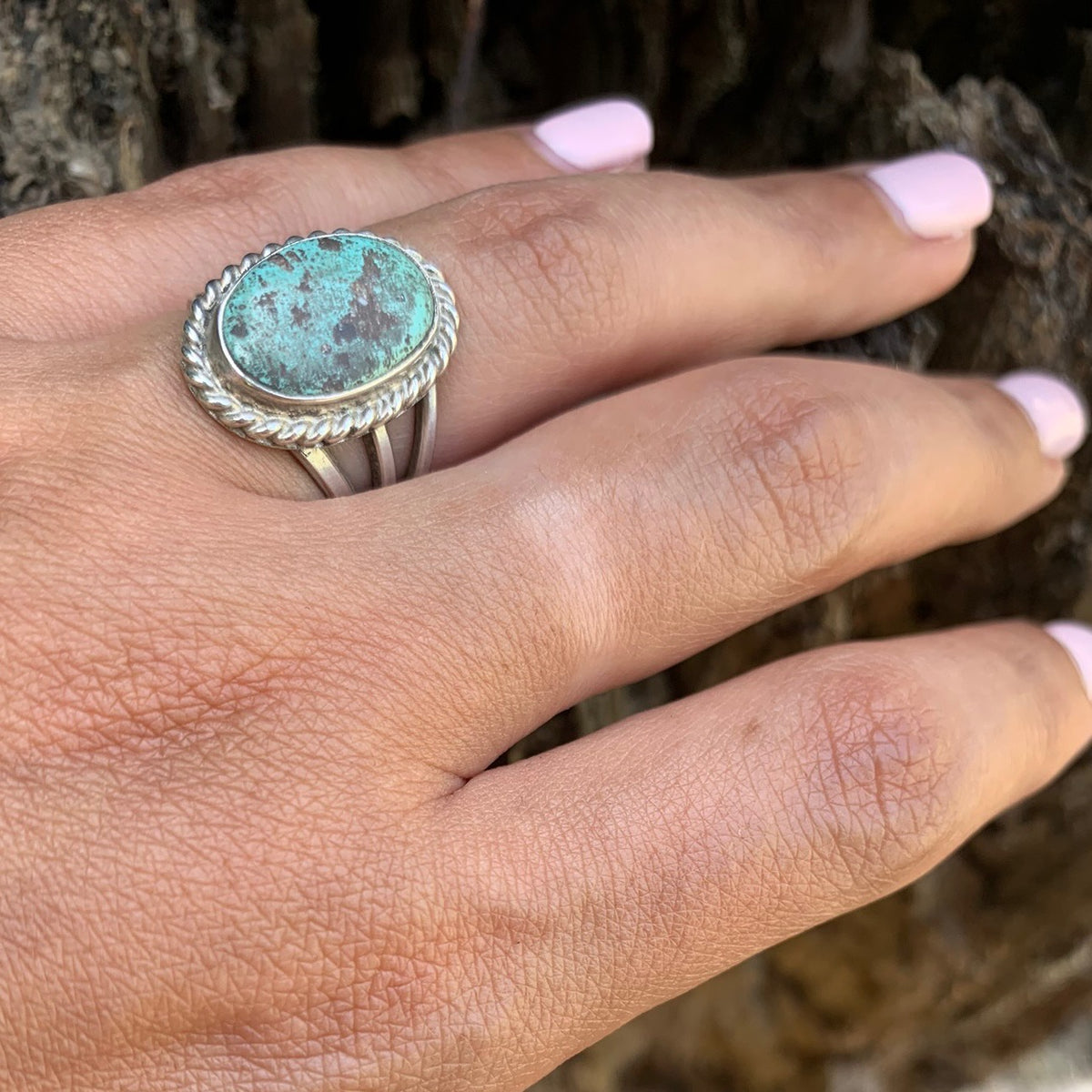 Subtle Green Turquoise in Hand Made Silver Setting