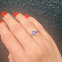 Lush Blue Sapphire Mid Century Solitaire Ring