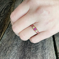 Cushion Cut Rubies and Diamond Band c1850