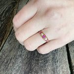 Cushion Cut Rubies and Diamond Band c1850