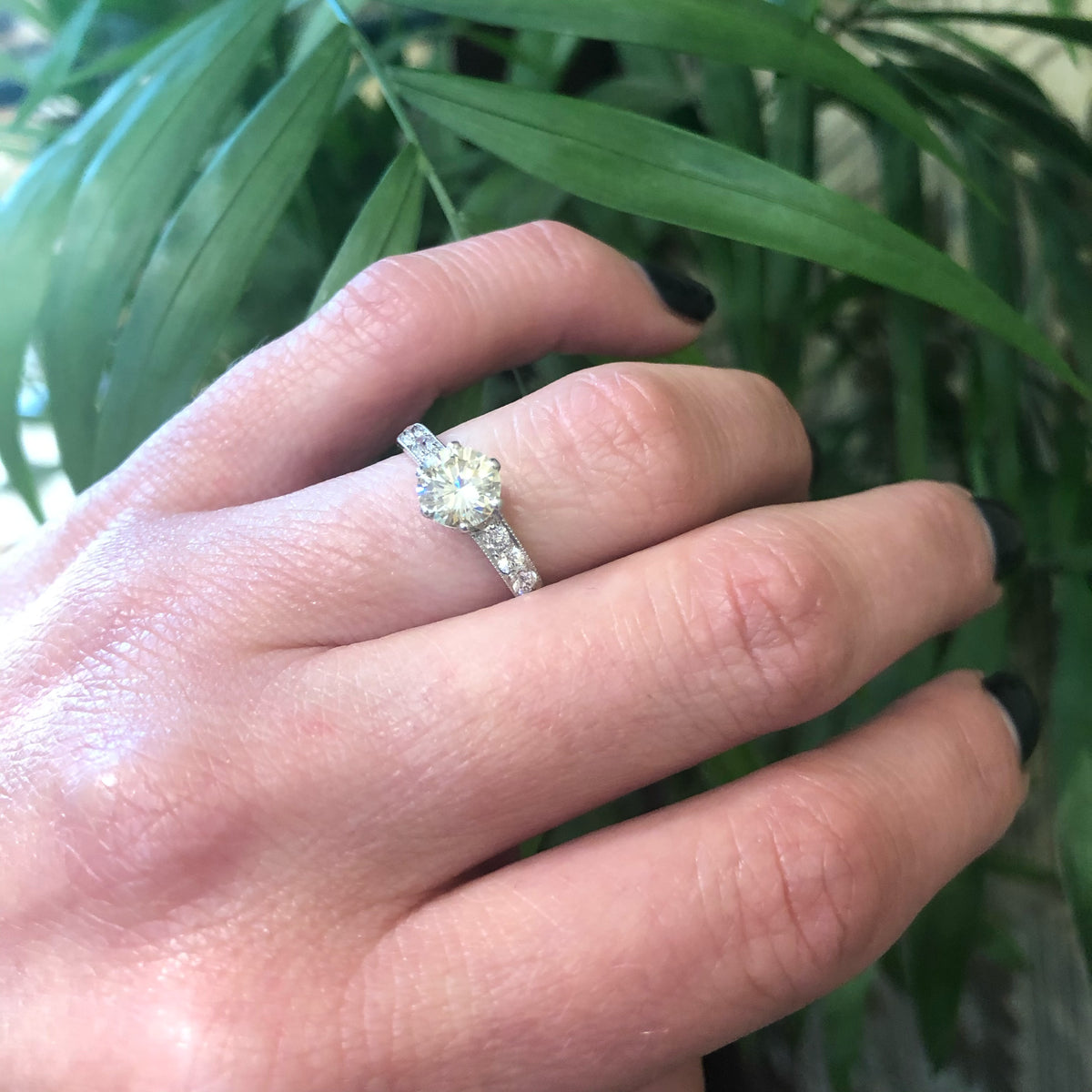 Brilliant Pale Yellow Diamond Vintage Engagement Ring