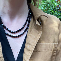 Victorian English Moulded Black Glass Beads