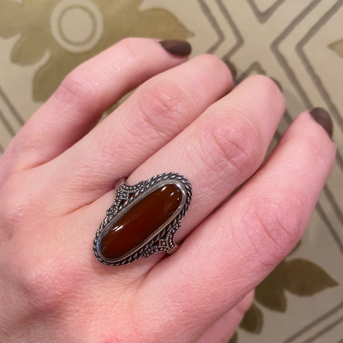 Vintage Sterling Carnelian Ring