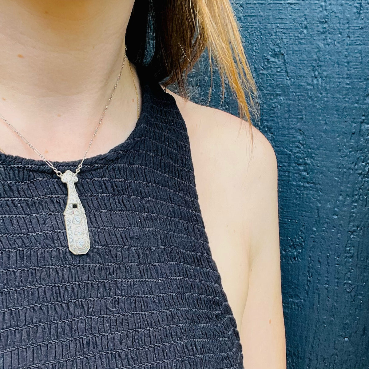 Exquisite Engraved Edwardian Paste Necklace