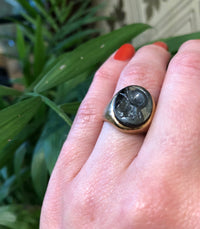 Vintage Gold Hematite Roman Soldier Intaglio