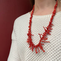 Blazing Red Branch Bead Necklace