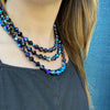 Dynamite Three Strand Black AB Glass Bead Necklace