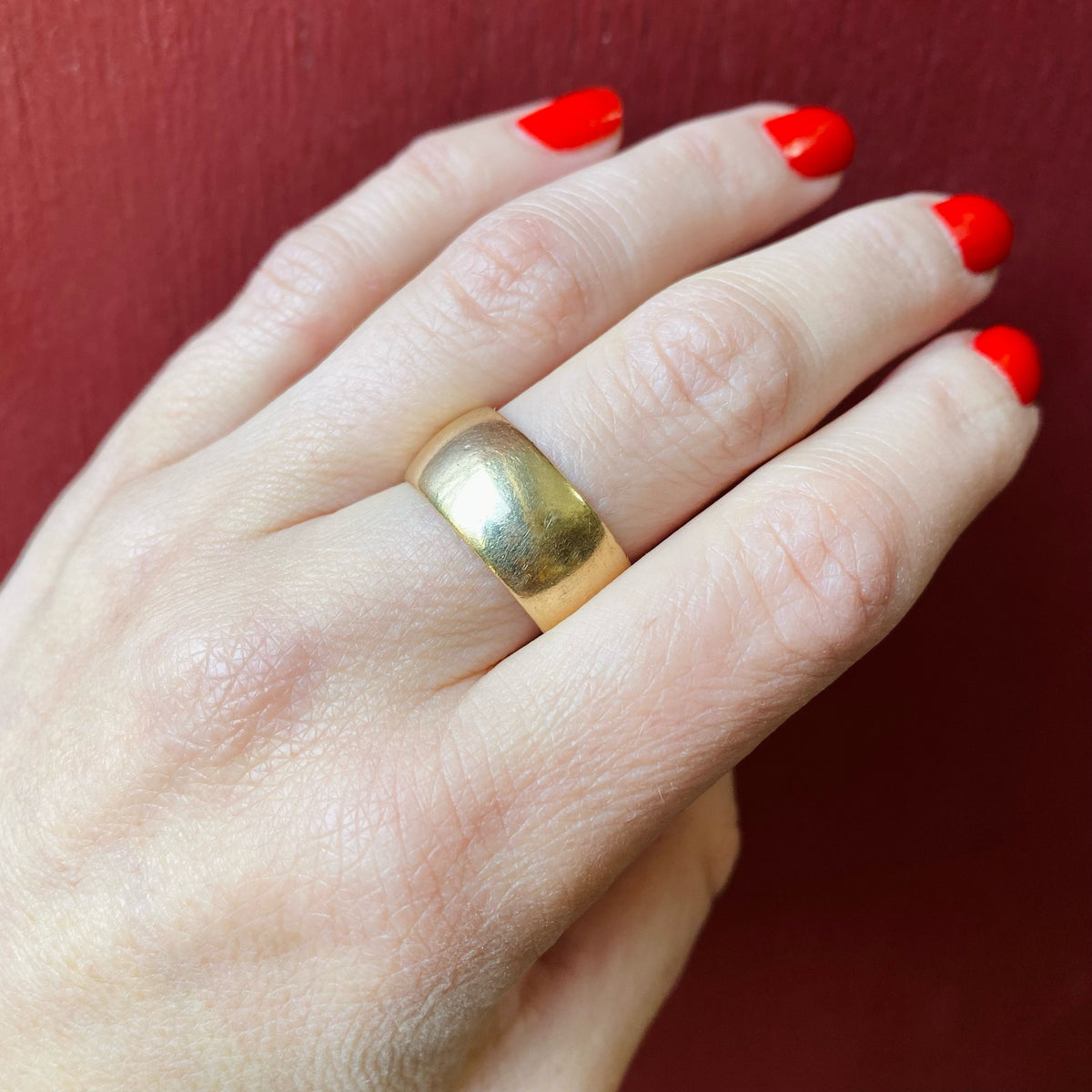 Very Wide "TREND" Gold Wedding Band Size 9.75